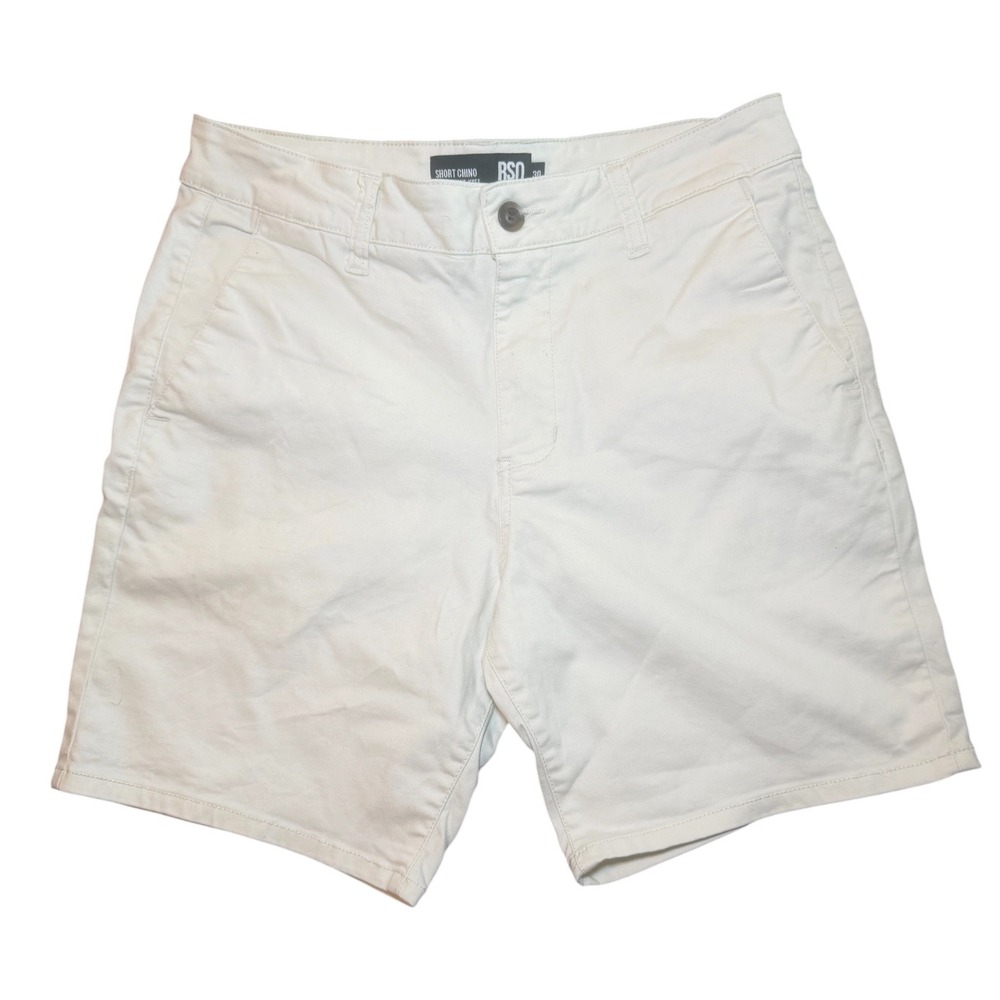 RSQ Mens Short Chino Well Above Knee Off White Twill Shorts Size 30